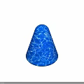 Blue Cone Shaped Object With Water Ripple Texture Against Gray Background