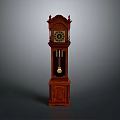 Elegant Classic Wooden Grandfather Clock Furniture With Intricate Carvings And Hanging Pendulum