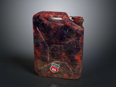Rusty Red Shell 46 Oil Barrel With Dark Textured Surface and Weathered Finish 3d model