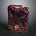 Rusty Red Shell 46 Oil Barrel With Dark Textured Surface and Weathered Finish