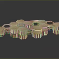 Hexagonal Wooden Modules Interconnected In Layered Modern Architectural Artistic Structure 3d model