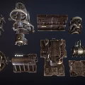 Various Industrial Mechanical Parts Including Gears Bearings And Metal Structures