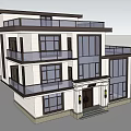Modern Style Detached Villa Exterior With Large Glass Windows Balconies And Greenery