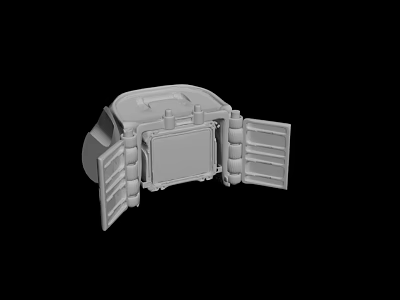 3D Model of Mechanical Enclosure With Open Doors and Internal Components 3d model