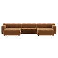 Brown Velvet Modular Sectional Sofa Featuring Spacious Seating and Modern Comfortable Design 3d model