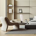 Modern Bedroom Interior With Neutral Tones Bed Nightstand Chair And Bookshelf