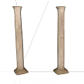 Two Stone Pillars With Bases Textured Surface And Worn Marks Against White Background 3d model