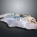 Natural Scenery With Colorful Weathered Rock Blue Green White Texture And Holes In Landscape