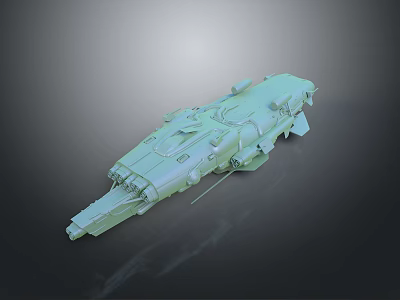 Futuristic 3D Rendered Light Green Spaceship Model With Detailed Sci Fi Structure 3d model