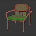 Modern Minimalist Beige Fabric Chair With Padded Seat Armrests And Curved Backrest