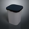 Square Trash Can With White Body And Dark Blue Plastic Lid Design