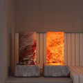 Two Stone Base Table Lamps With Textured Shades And Warm Illuminating Light