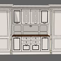 Traditional White Kitchen Cabinets With Wooden Countertop And Table