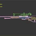 Modern Sniper Rifle With Sniper Scope Yellow And Blue Components