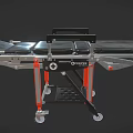 Medical Stretcher with Black Mattress Metal Frame and Wheels Emergency Transport Equipment