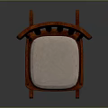 Wooden Rocking Chair With Upholstered White Seat Armrests And Spindle Back Design