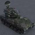 Military Camouflage Tank With Radar Antenna And Weapons System On Tracks