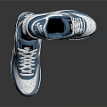 Stylish Blue And White Sports Sneakers With Air Cushion Sole Breathable Design And White Laces