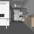Modern Open Public Office Area With Glass Partitions Desks And Chairs