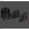 Stylish Winter Clothes Coat Sweater Sweatshirt in Neutral Tones on Hangers