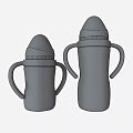 Ceramic Baby Bottles Featuring Green Handles Volume Markings And Colored Lids