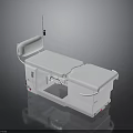 White Medical Examination Table with Adjustable Headrest IV Stand and Storage Compartments