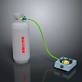 Household LPG Cylinder with Green Hose Connected to Portable Gas Stove