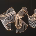 Sleek Modern Chandelier with Artistic Flowing Curved Illuminated Lines for Interior Decor