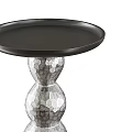 Modern Dining Table Adorned With Silver Stacked Spheres Decorative Centerpiece Featuring Geometric Design 3d model