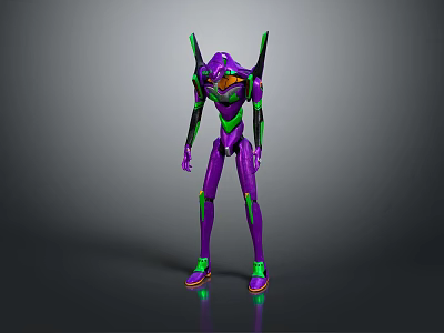Purple Green Sci Fi Robot Character For Game And Movie Roles With Futuristic Mechanical Design 3d model