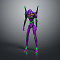 Purple Green Sci Fi Robot Character For Game And Movie Roles With Futuristic Mechanical Design