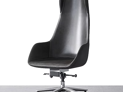 Modern Black Leather Office Chair With High Back Metal Base And Wheels 3d model
