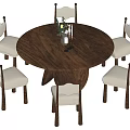Wind dining table and chair combination 3d model
