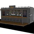 Outdoor Container Bar With Wooden Counter Stools Wine Bottles String Lights And Barrel Decor