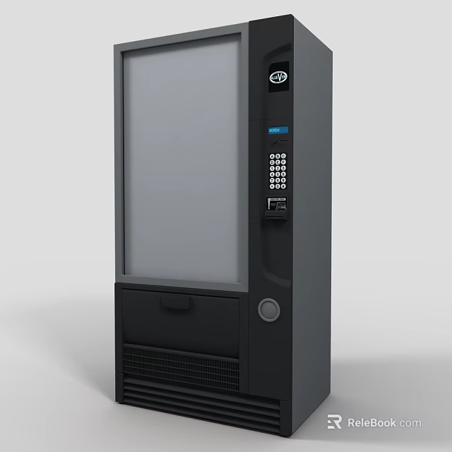 Commercial Black Vending Machine With Large Display Screen Control Panel And Dispensing Compartment 3d model