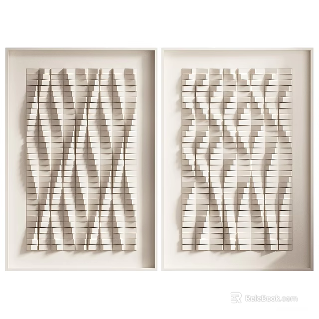 Modern White 3D Striped Wall Decor Artwork For Home Decoration 3d model 