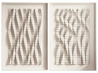 Modern White 3D Striped Wall Decor Artwork For Home Decoration 3d model