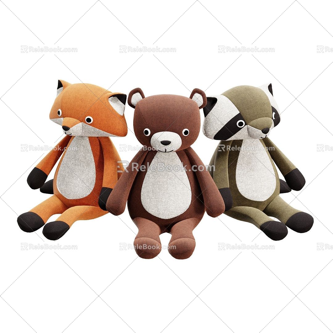 Fox Bear Doll Children's Toys 3d model