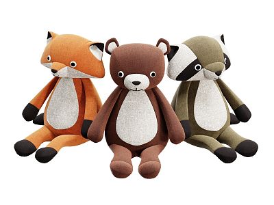 Fox Bear Doll Children's Toys 3d model