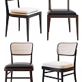 Modern Dining Chairs With Woven Backrests Leather Cushions And Wooden Frames In Different Styles