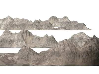 Majestic Layered Mountain Landscape With Rocky Peaks And Rolling Ridges View 3d model