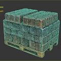 Wooden Pallet Stacked With Red And Gray Natural Stone Blocks