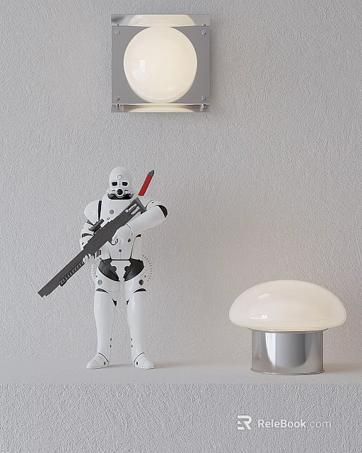 Indoor Lighting Combination With Wall Lamp And Mushroom Shaped Table Lamp 3d model