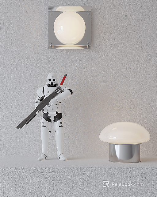 Indoor Lighting Combination With Wall Lamp And Mushroom Shaped Table Lamp 3d model 