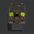 Modern 3D Vehicle Interior With Yellow Seats Control Panel And Handrails