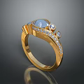 Elegant Gold Ring With Large Gemstone And Small Diamonds For Daily Use