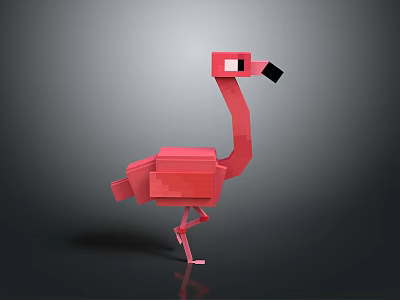 Red Flamingo Character With Stylized Geometric Low Poly Design And 3D Rendered Artwork 3d model