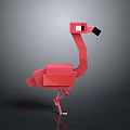 Red Flamingo Character With Stylized Geometric Low Poly Design And 3D Rendered Artwork