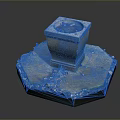 Outdoor Square Stone Fountain On Hexagonal Base Surrounded By Fallen Leaves