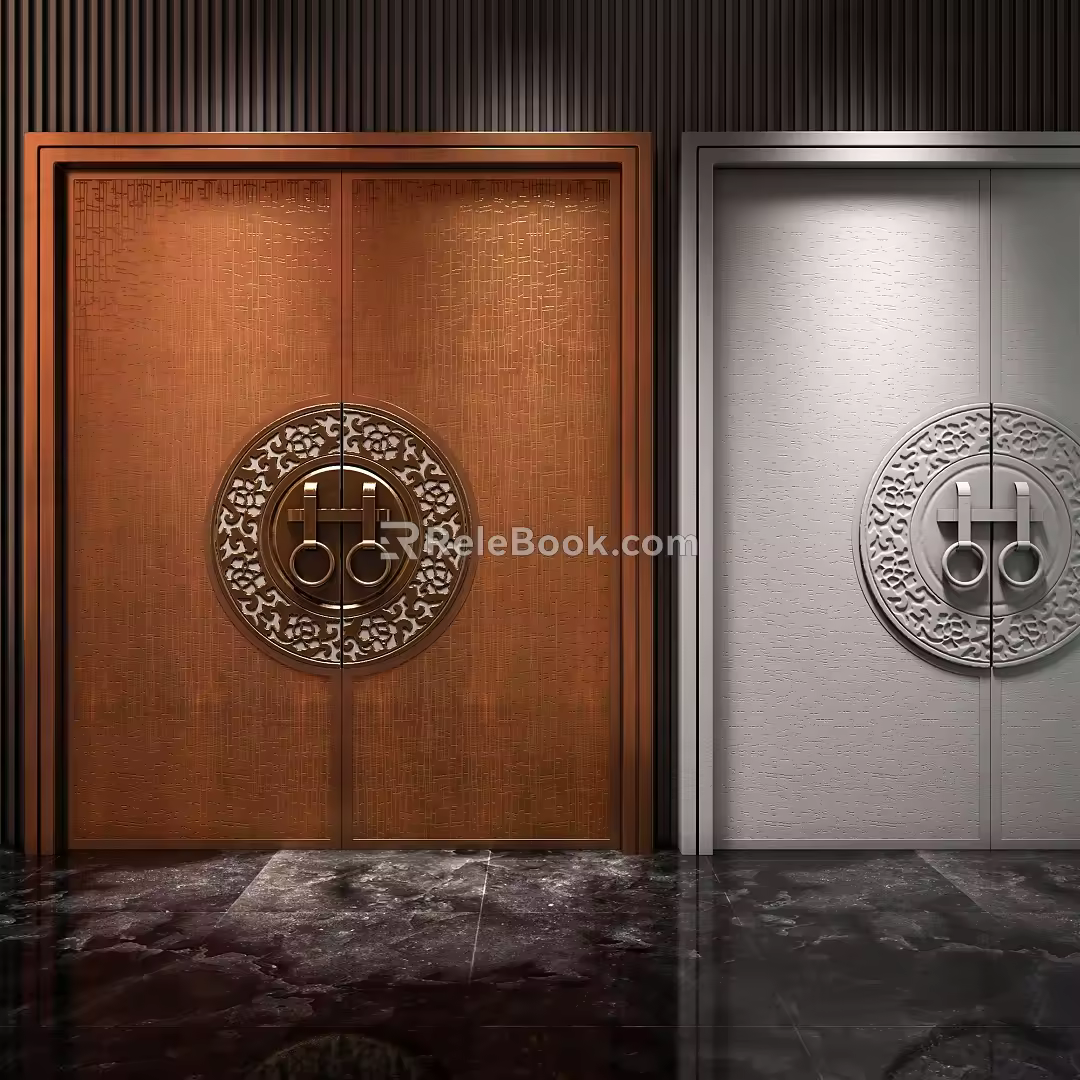 New Chinese Style Door Double Open Door 3d model